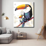 Painting by Numbers Art Animal Toucan Has Baby Toucan on its Beak