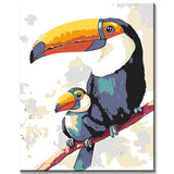 Painting by Numbers Art Animal Toucan Has Baby Toucan on its Beak
