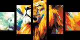 Painting by Numbers Art Animal Colorful Lion Face From The Front 5-Panel