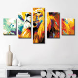 Painting by Numbers Art Animal Colorful Lion Face From The Front 5-Panel