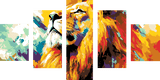 Painting by Numbers Art Animal Colorful Lion Face From The Front 5-Panel
