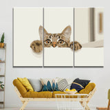 Painting by Numbers Art Animal Cat Hanging with its Paws on A Wall and Looking - 3-Panel