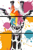 Painting by Numbers Art Animal Griraffe with Colorful Splashes of Paint - 3-Panel