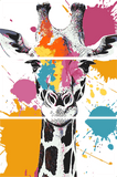 Painting by Numbers Art Animal Griraffe with Colorful Splashes of Paint - 3-Panel