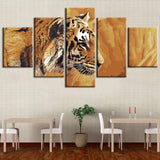 Painting by Numbers Art Animal Tiger in The Savannah 5-Panel