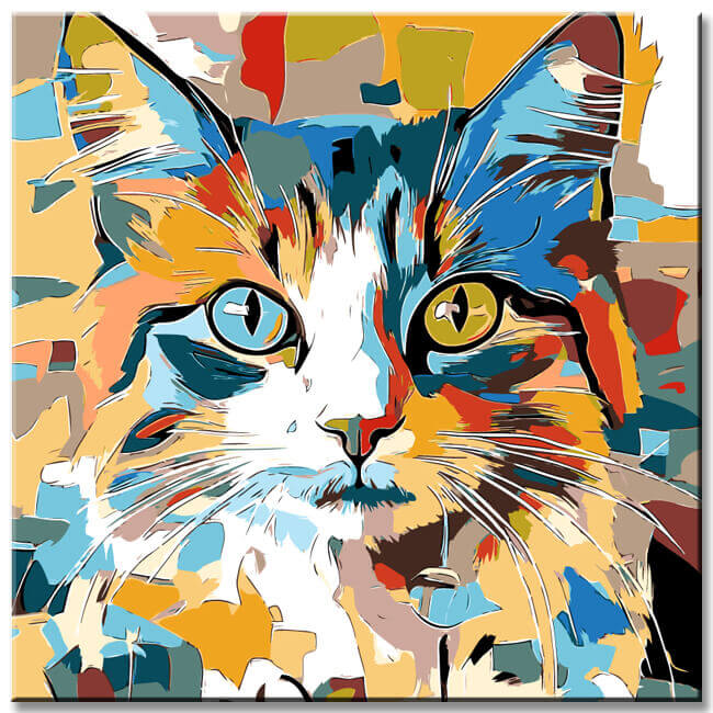 Painting by Numbers Colorful Cat Portrait