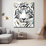 Painting by Numbers Tiger Black and White with Blue Eyes