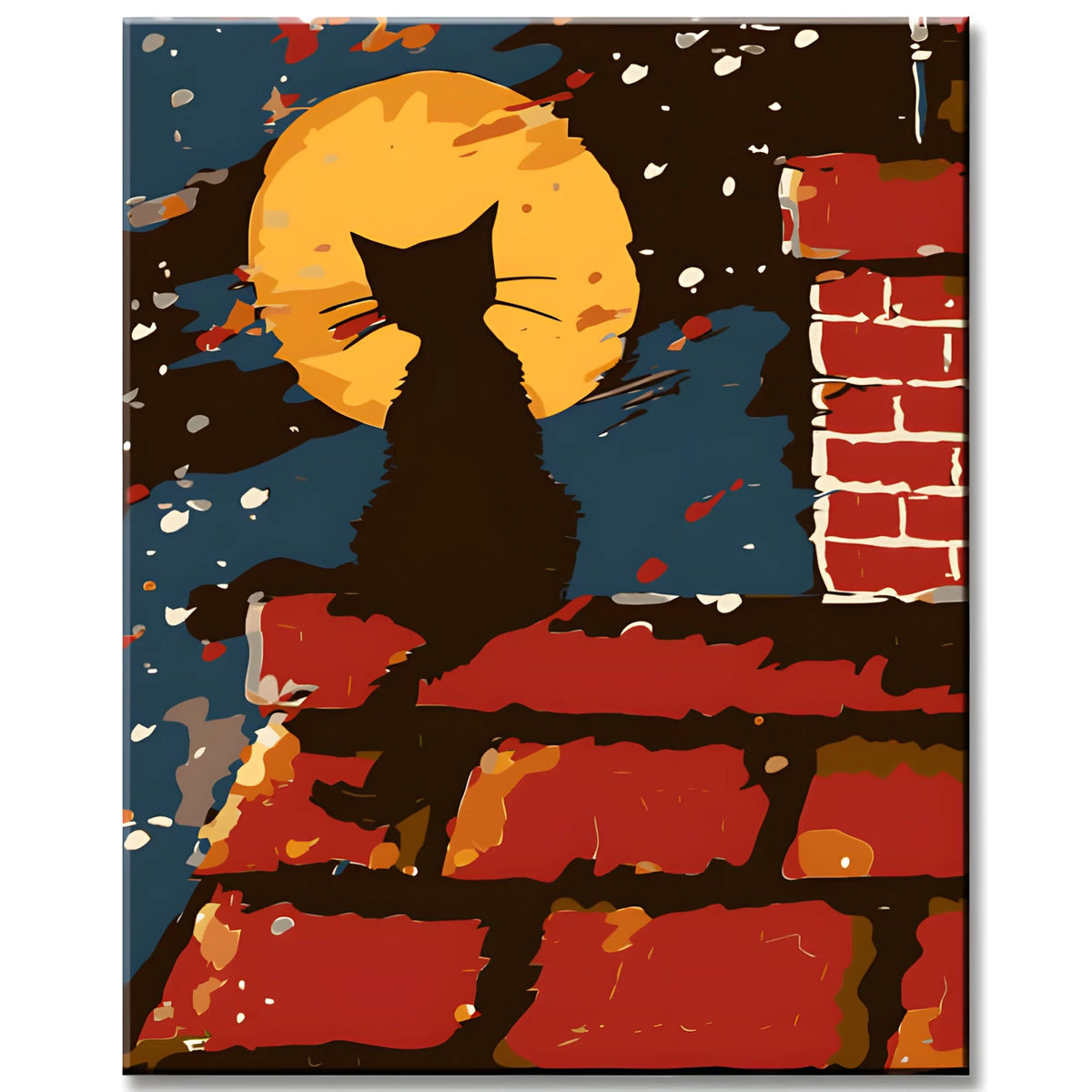 Painting by Numbers Black Cat Behind Plants