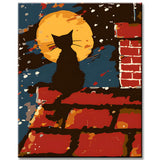 Painting by Numbers Black Cat Behind Plants
