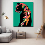 Painting by Numbers Colored Jaguar on A Green Background