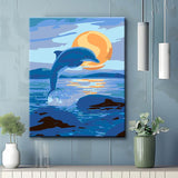 Painting by Numbers Art Animal Dolphin At Night Before Full Moon