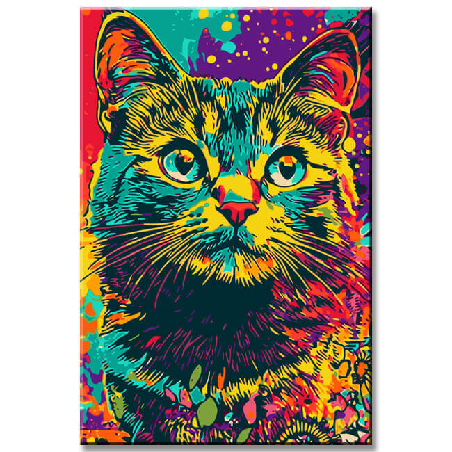 Painting by Numbers Cat Portrait Bright Art