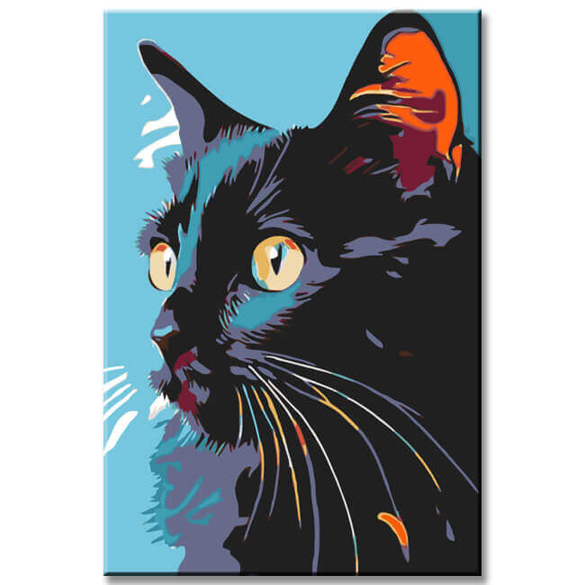 Painting by Numbers Black Cat in Portrait