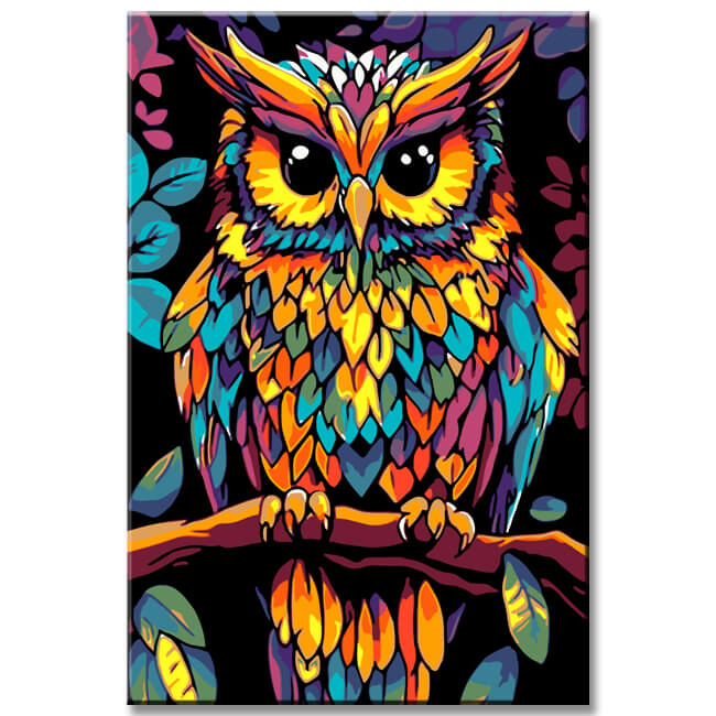 Painting by Numbers Bird Eagle Owl Portrait Colored