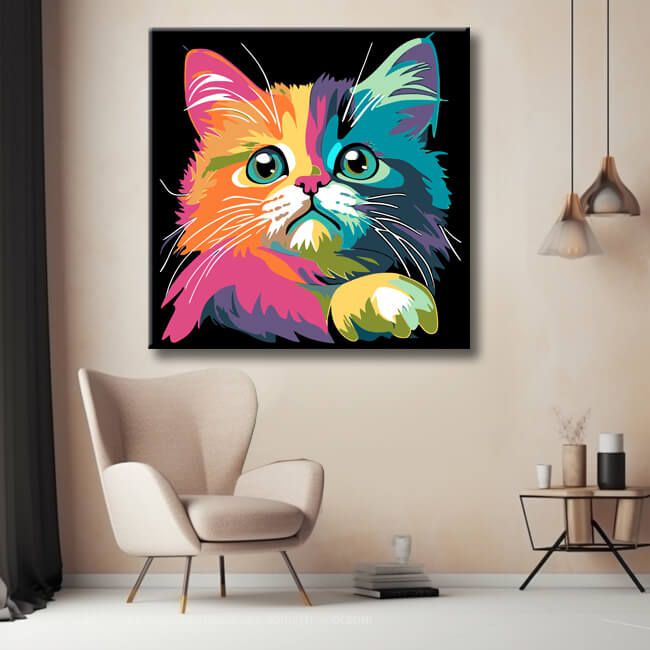 Painting by Numbers Colorful Cat Art