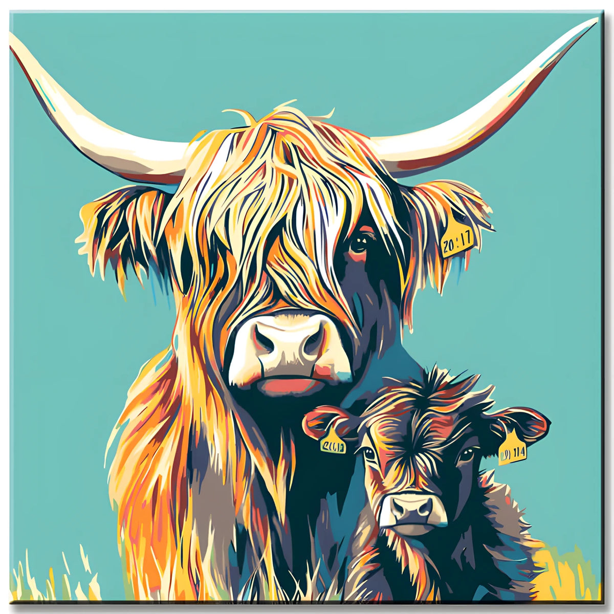Painting by Numbers Highland Cow Mother and Baby