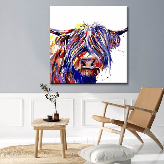 Painting by Numbers Colored Highland Highland Cow Shipping from DE