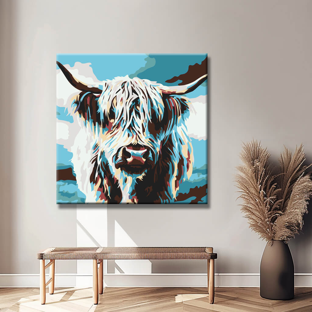 Painting by numbers Highland highland cattle art shipping from DE-40*40cm-with stretcher frame-with covering service