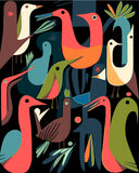 Paint by Numbers Abstract Birds Art
