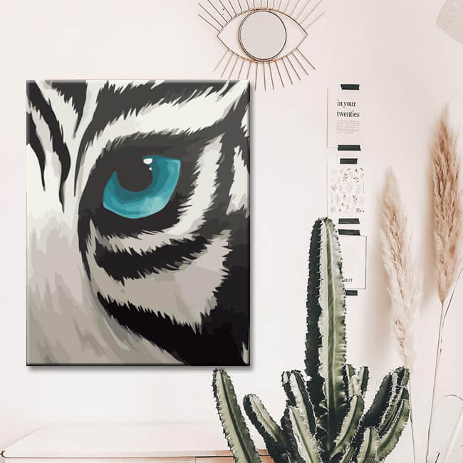 Painting by Numbers White Tiger with A Black Eye