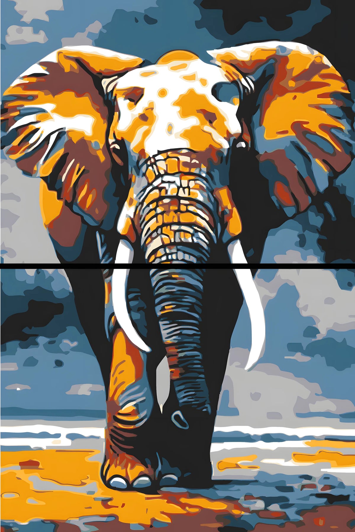 Painting by Numbers Animal Art Elephant in Movement 2-Panel