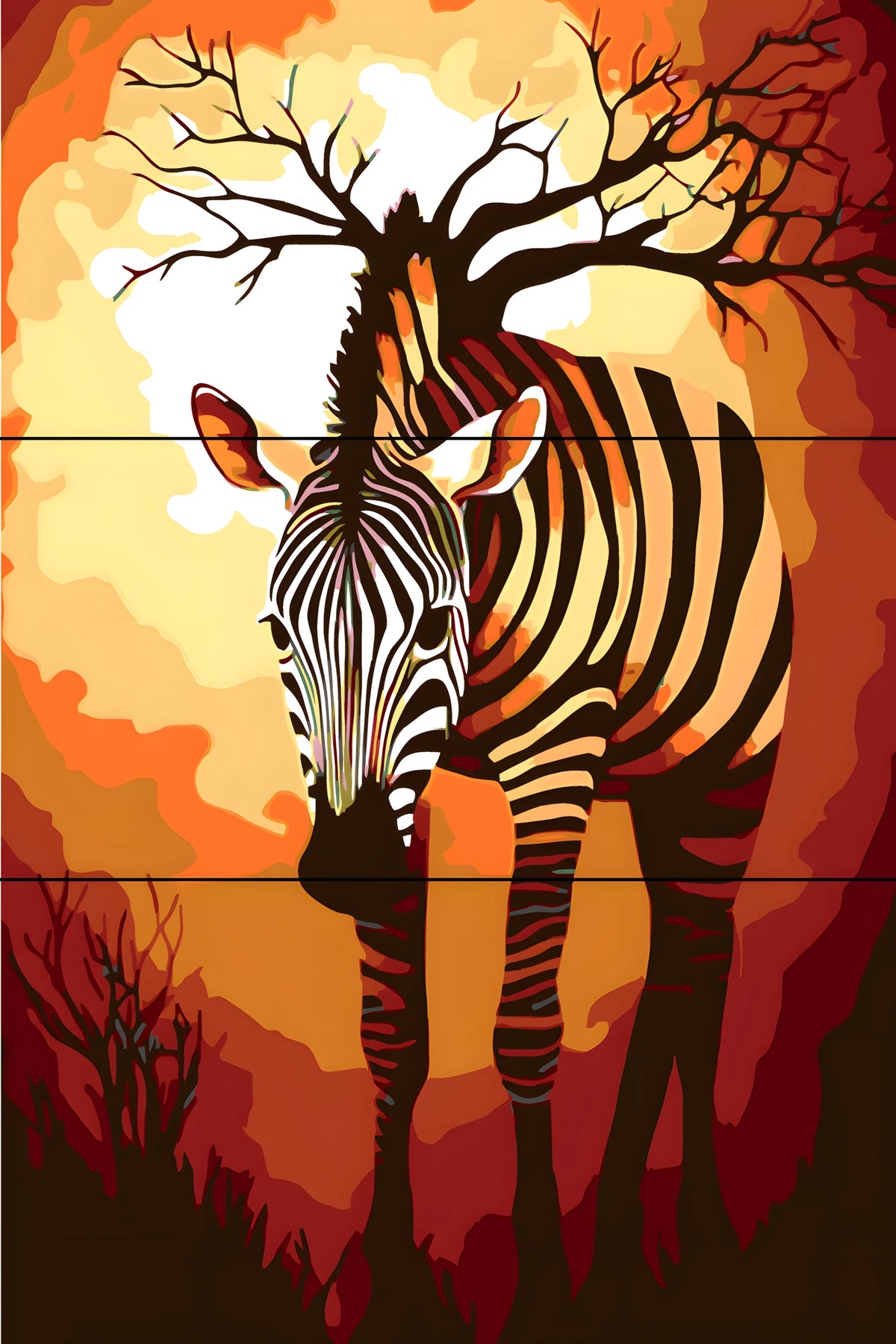 Painting by Numbers Graphic Animal Art Zebra 3-Panel