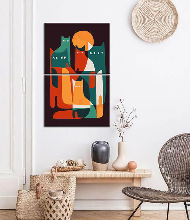 Painting by Numbers Abstract Art Cat Family 2-Piece Shipping from DE