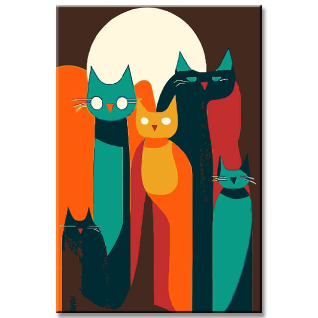 Painting by Numbers Abstract Art Cat Family