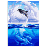 Painting by numbers jumping dolphin 2-part shipping from DE