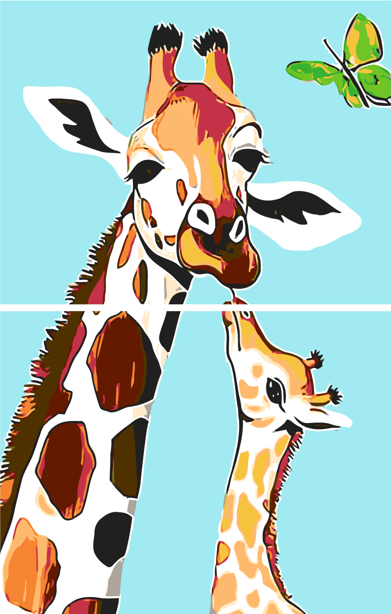 Painting by Numbers Giraffe with Curved Neck 2-Panel