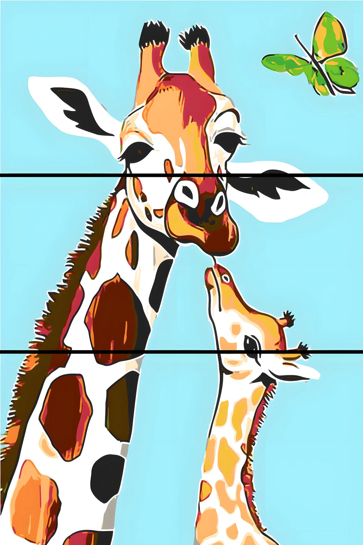 Painting by Numbers Giraffe with Curved Neck 3-Panel