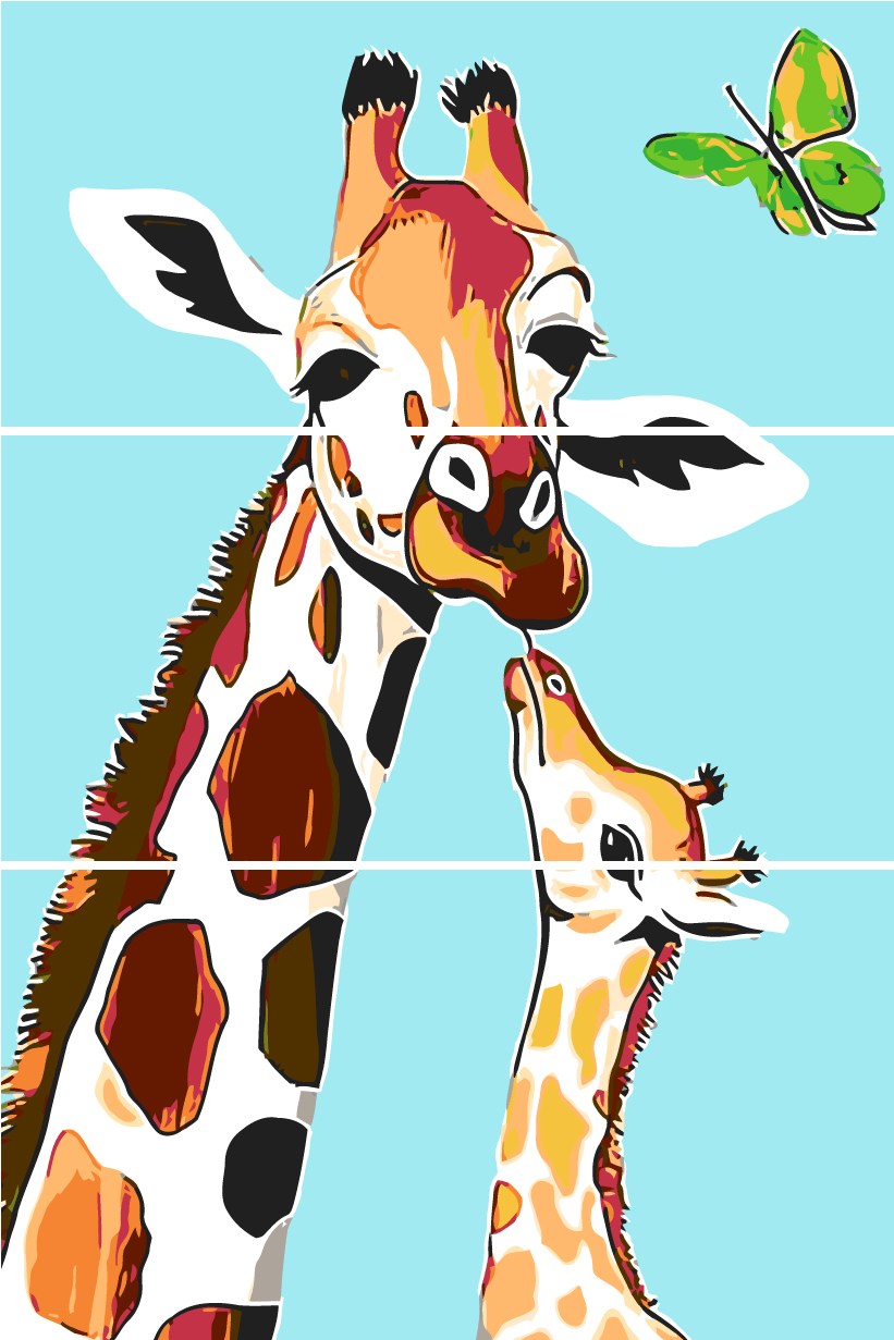 Painting by Numbers Giraffe with Curved Neck 3-Panel