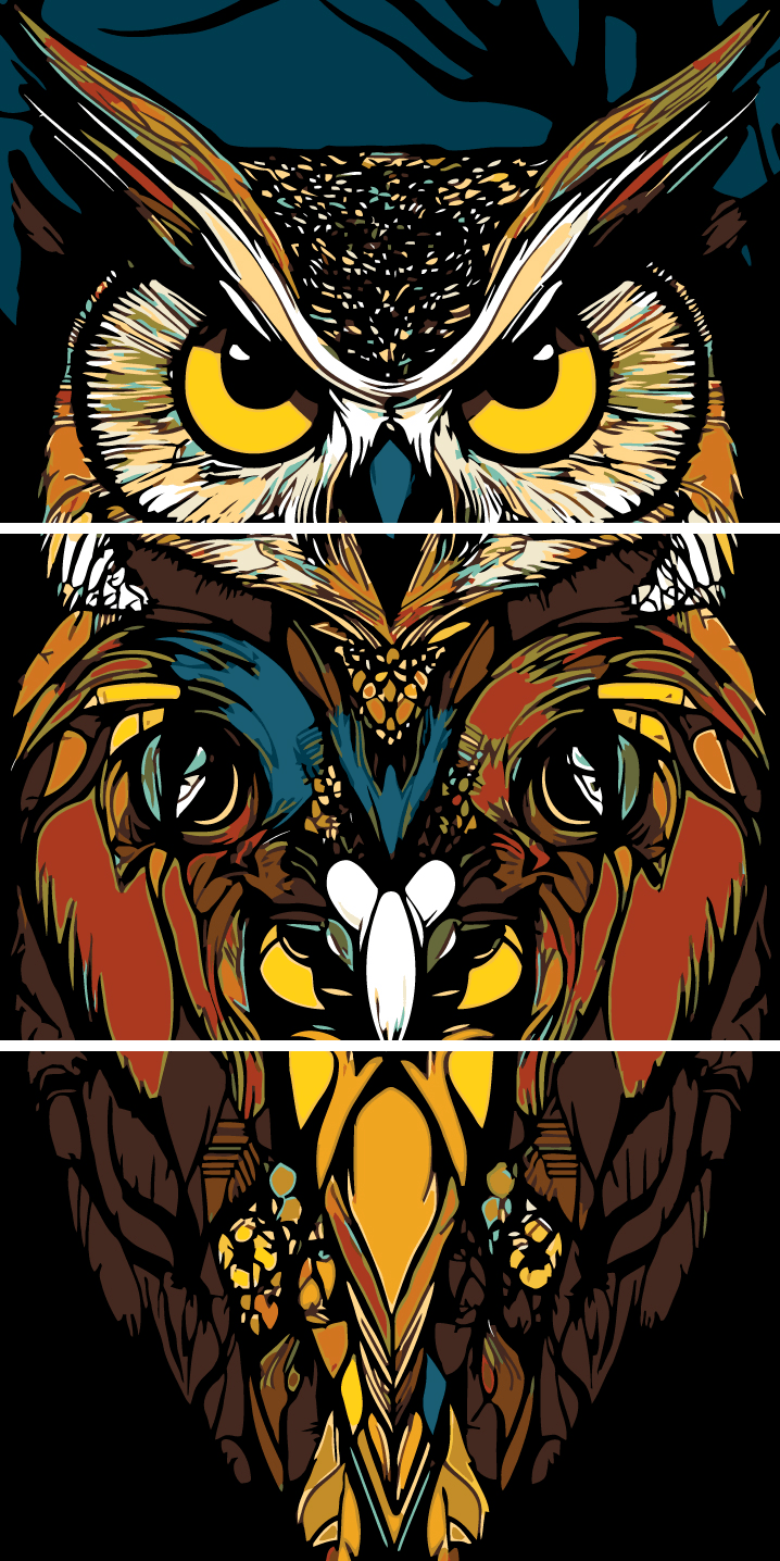 Painting by Numbers Owls Totem 3-Panel