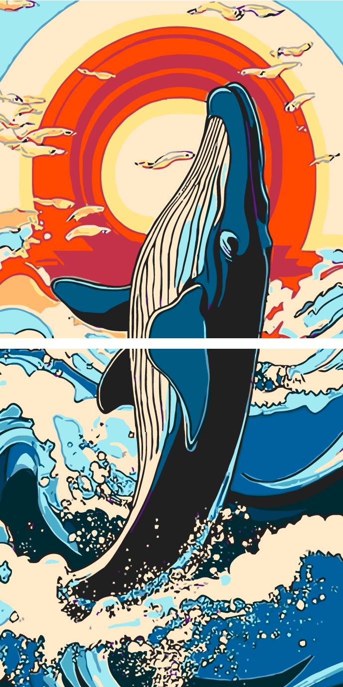 Painting by Numbers Whale Sprinting From The Sea 2-Panel