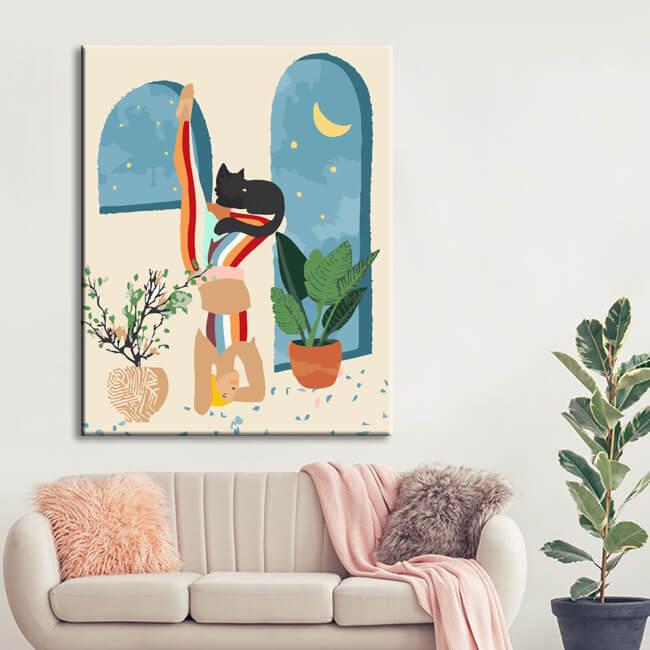 Painting by numbers headstand yoga art shipping from DE