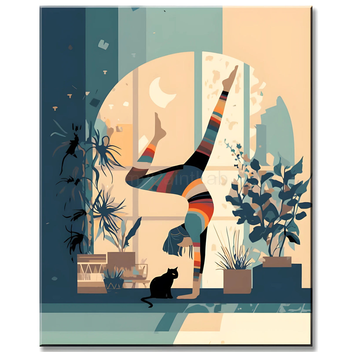 Painting by Numbers Headstand Yoga Art