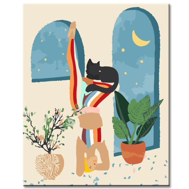 Painting by numbers headstand yoga art shipping from DE