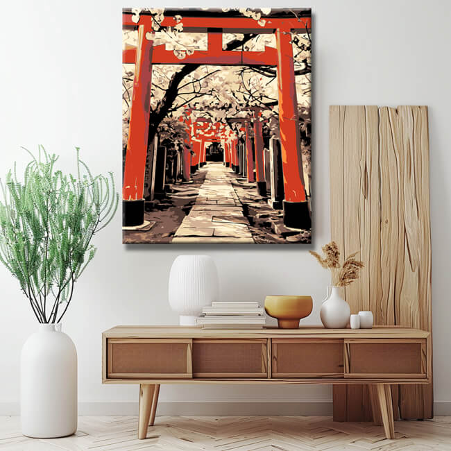 Painting by Numbers Cherry Blossoms and Torii I