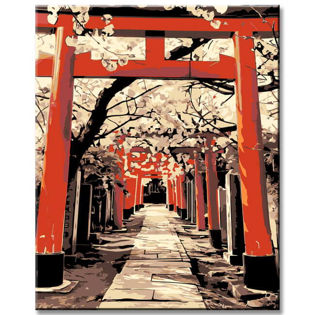 Painting by Numbers Cherry Blossoms and Torii I