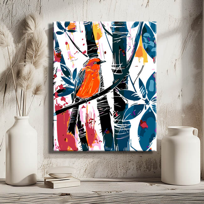 Painting by Numbers Abstract Red Bird