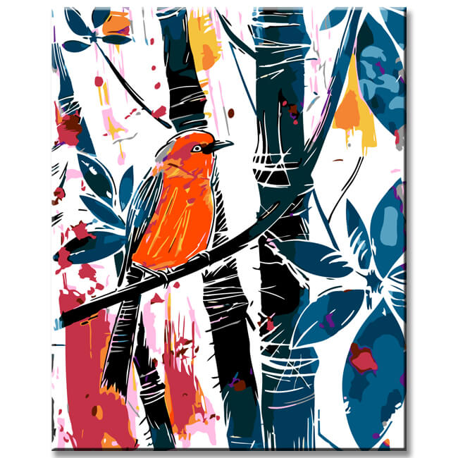 Painting by Numbers Abstract Red Bird