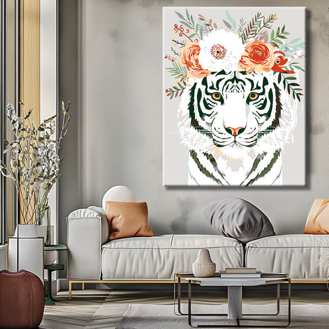 Painting by Numbers White Tiger