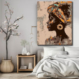 Painting by numbers portrait of a woman with gold earrings