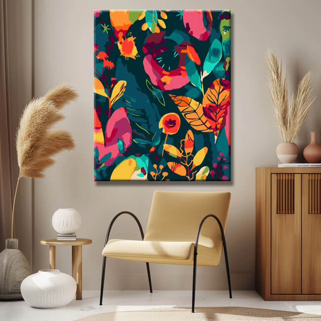 Painting by numbers colored picture with gold