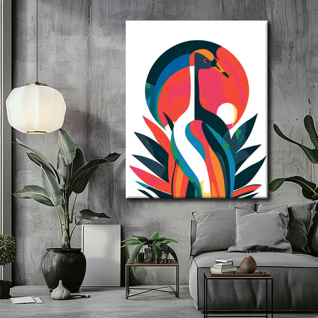 Painting by numbers rainbow geese