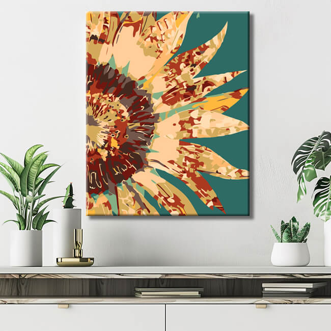 Painting by Numbers Golden Sunflower Green