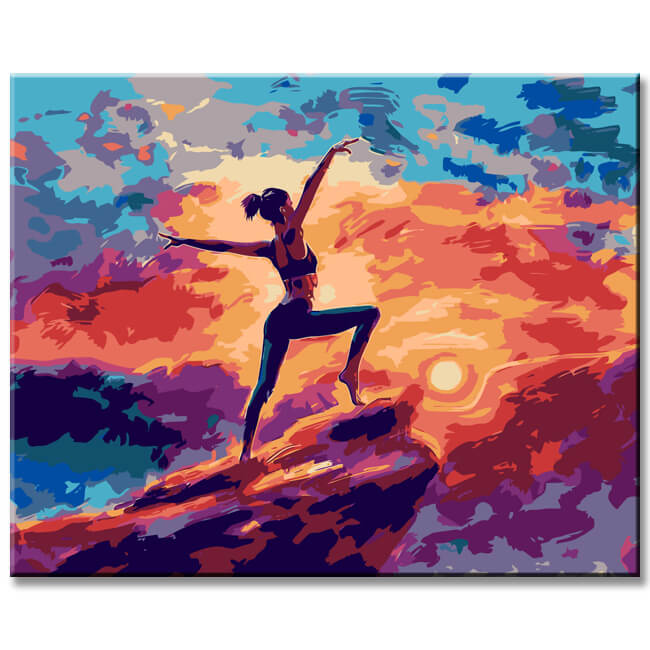 Painting by numbers yoga on the mountain