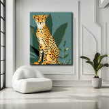 Paint by numbers retro pattern with cheetah on sheet