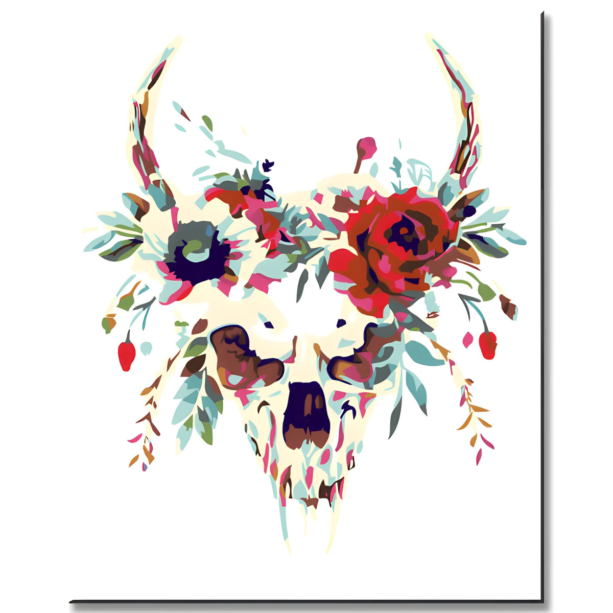 Paint by Numbers Skull with Floral Decoration