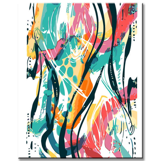 Painting by Numbers Abstract Colored Print